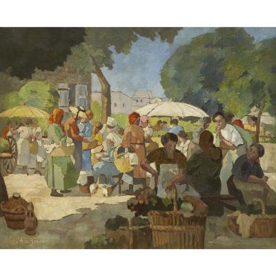 The Market by Alfred Chagniot - Auction record, sale price, and art valuation. Compare with similar artists and explore comparable artworks.