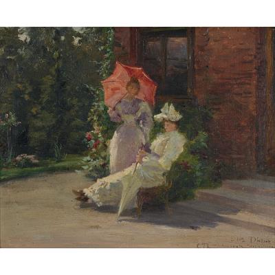 ELEGANTES (MME DIETRÖH ?) IN A PARK