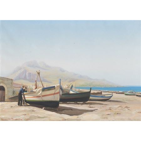 Seascape with dry boats