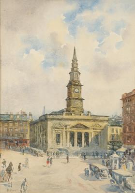 Sample artwork by Tom Paterson (- 1919), known for paintings of rural scenes, townscape, playing children, buildings - View similar artists and auction records