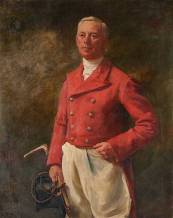 Portrait of David W Shaw Esquire, three-quarter length, standing, in hunting attire by Robert Cree Crawford - Auction record, sale price, and art valuation. Compare with similar artists and explore comparable artworks.