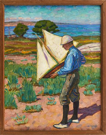 Motif from the Children's Race in Sandhamn with the artist's son