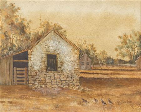 Quail passing a Castroville (Texas) home