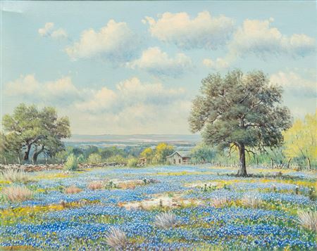 Bluebonnets and Farmhouse