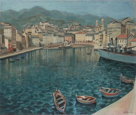 View on the Old Port of Bastia with the St Jean-Baptist Church, Corsica by Jack Hamel - Auction record, sale price, and art valuation. Compare with similar artists and explore comparable artworks.