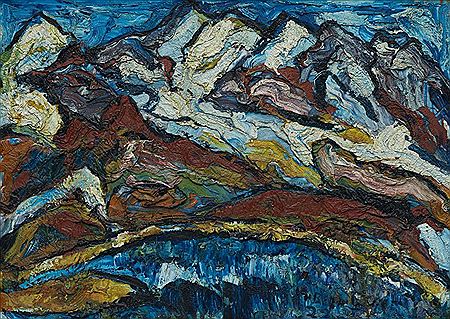 Mountains encircling a lake