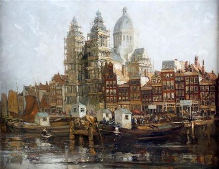 View of the Prins Hendrik Quay in Amsterdam