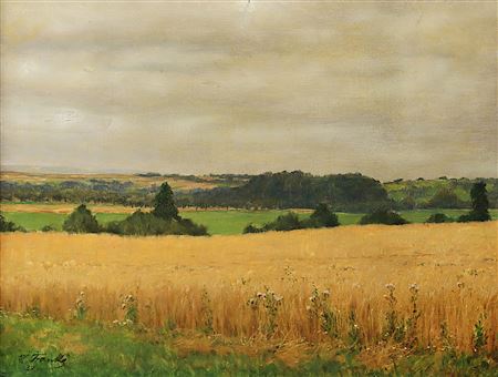 Blick aufs Kornfeld in der Wetterau by Hans Franke - Auction record, sale price, and art valuation. Compare with similar artists and explore comparable artworks.