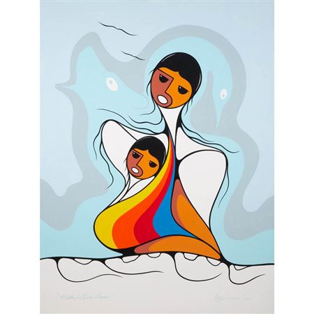 MOTHER AND CHILD- PRAYERS, 2001 by Clemence Wescoupe - Auction record, sale price, and art valuation. Compare with similar artists and explore comparable artworks.