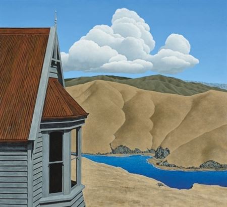 Building with Landscape and Clouds
