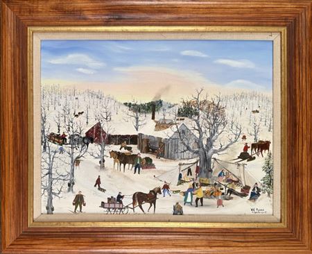 Winter Barnyard Maple Sugar Camp Scene