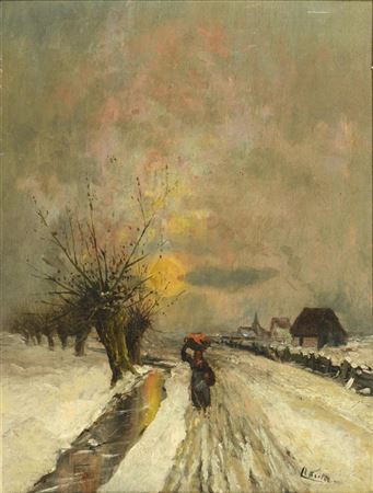 Winter landscape with staffage