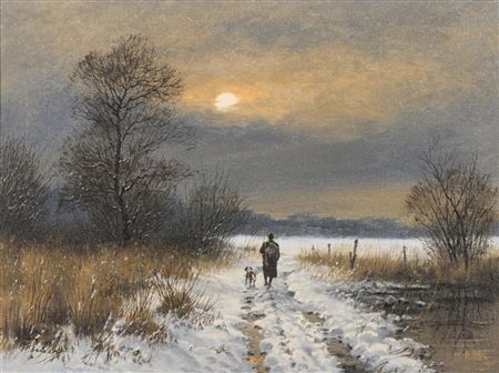 Hunter on a winter evening
