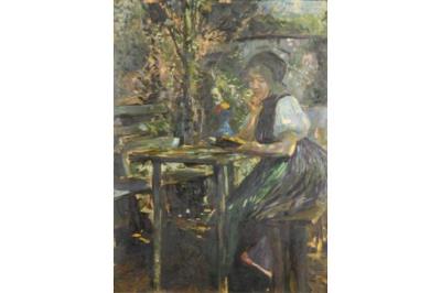 Young Woman Reading in the Garden