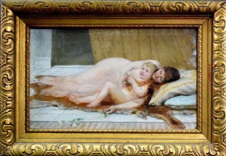 Mother and child in classical repose setting