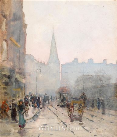 SUNSET TOWARDS ST. ANDREW'S CHURCH, FROM NASSAU STREET, DUBLIN