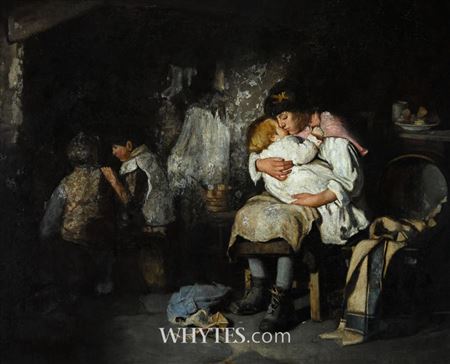MOTHER TENDING TO CHILDREN
