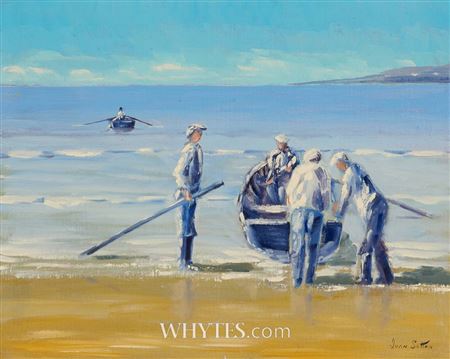 LAUNCHING THE CURRAGH, ARAN MÓR, COUNTY GALWAY