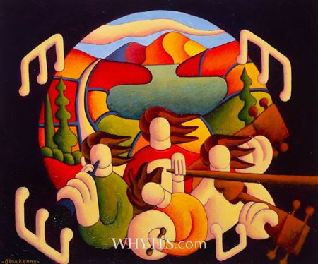 MUSICIANS IN CIRCULAR LANDSCAPE