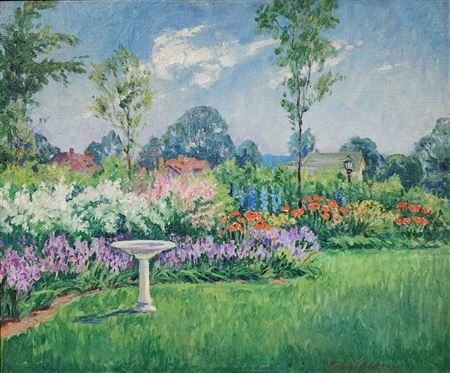 Birdbath and Garden