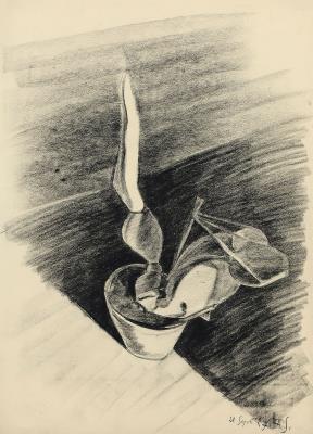 Still life with potted plant