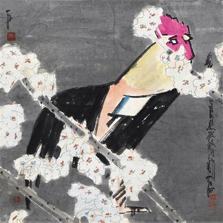 Rooster and Apricot Blossoms by Pingxi Jia - Auction record, sale price, and art valuation. Compare with similar artists and explore comparable artworks.