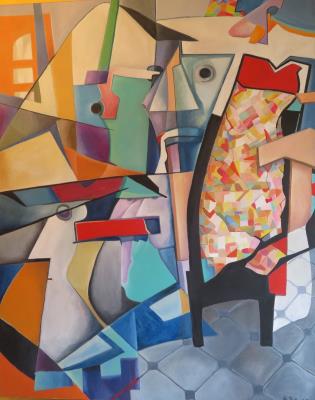 Cubist Composition with Faces