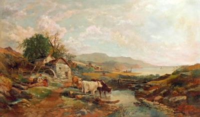 Welsh Landscape: Cattle & Mill