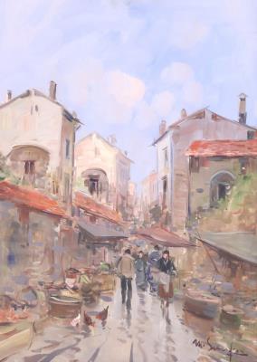 Coastal Italian Cityscape by Mario Smeraglia - Auction record, sale price, and art valuation. Compare with similar artists and explore comparable artworks.