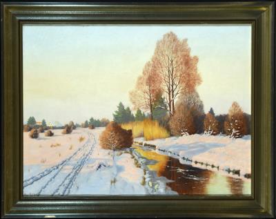 Winterlandschaft im Schein der untergehenden Sonne
