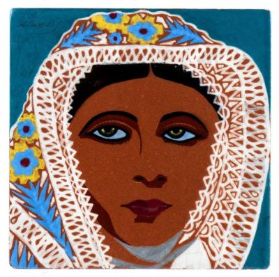 Tile with woman from Osilo