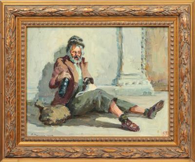 Portrait of a seated old man