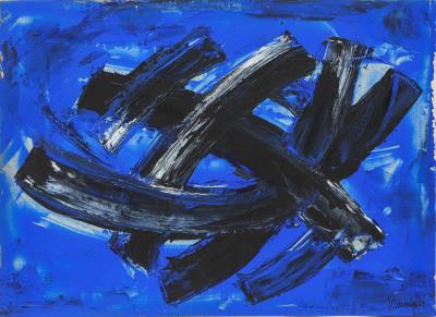 Composition on blue background