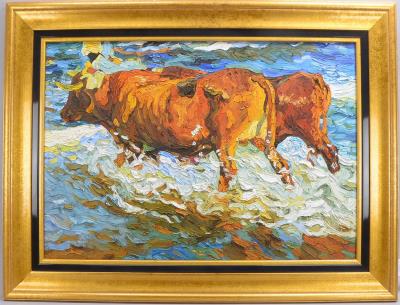 Oxen in the Water by Pavel Lazarev - Auction record, sale price, and art valuation. Compare with similar artists and explore comparable artworks.
