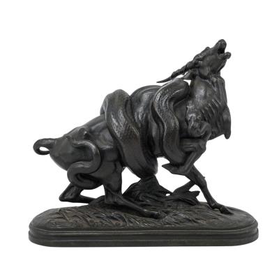 Zebu and Pytho' Bronze Nature Scene