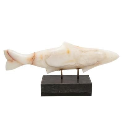 Carved Stone Fish Sculpture