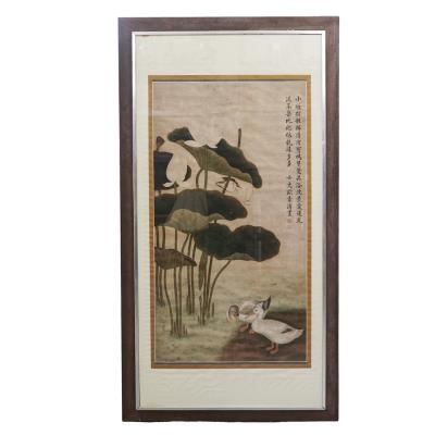Mandarin Ducks in a Lotus Pond