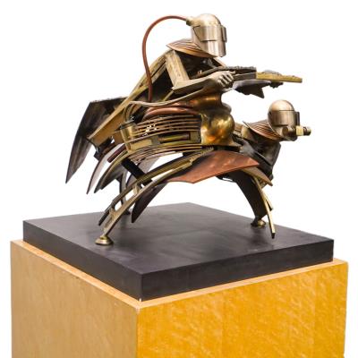 Motorcycle And Sidecar Sculpture