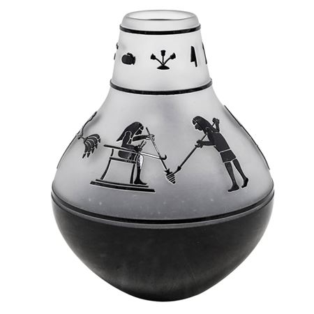 Egyptian Motif Art Glass Vase