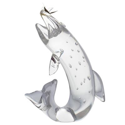 Steuben Crystal Trout Sculpture & 18k Gold Fly