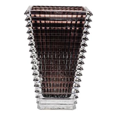 Large Baccarat Eye Rectangular Black & Clear Crystal Vase