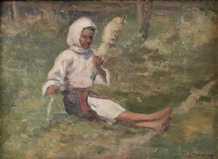 Girl with a Ribbon by Grigore Mircescu - Auction record, sale price, and art valuation. Compare with similar artists and explore comparable artworks.