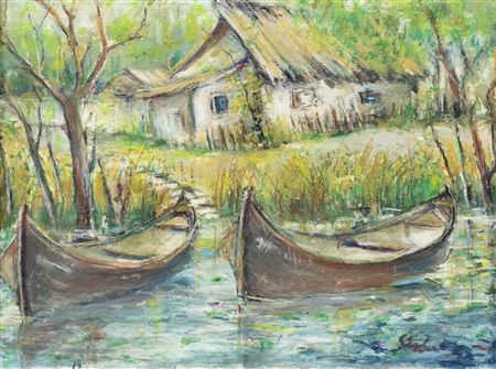 "Boats in the Danube" by Gheorghe Sarbu - Auction record, sale price, and art valuation. Compare with similar artists and explore comparable artworks.