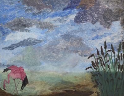Landscape with a Flamingo by Josef Hlinomaz - Auction record, sale price, and art valuation. Compare with similar artists and explore comparable artworks.