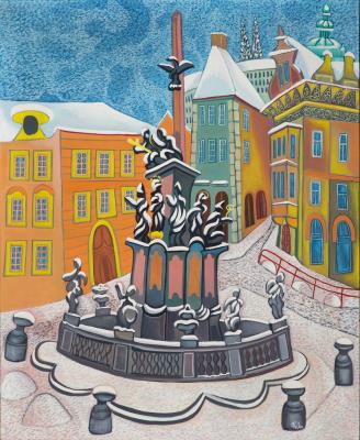 Winter in Mala Strana (Maltese Square in Prague) by Karel Chaba - Auction record, sale price, and art valuation. Compare with similar artists and explore comparable artworks.