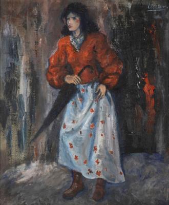 Girl in the Rain by Josef Liesler - Auction record, sale price, and art valuation. Compare with similar artists and explore comparable artworks.