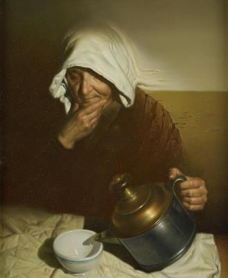 Old woman serving by Daniel Gonzalez Poblete - Auction record, sale price, and art valuation. Compare with similar artists and explore comparable artworks.