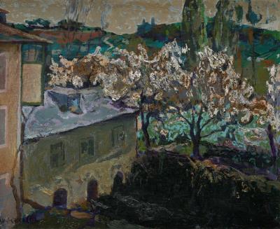 Village with almond trees in bloom by Jose Sanchez Carralero - Auction record, sale price, and art valuation. Compare with similar artists and explore comparable artworks.