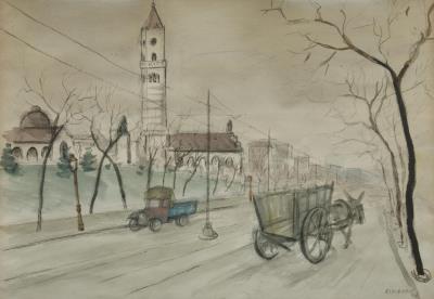 Madrid Street with the Pantheon of Illustrious Men, 1947 by Juan Esplandiu - Auction record, sale price, and art valuation. Compare with similar artists and explore comparable artworks.