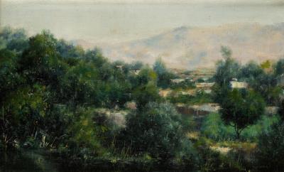 Landscape with village by Manuel Salces - Auction record, sale price, and art valuation. Compare with similar artists and explore comparable artworks.
